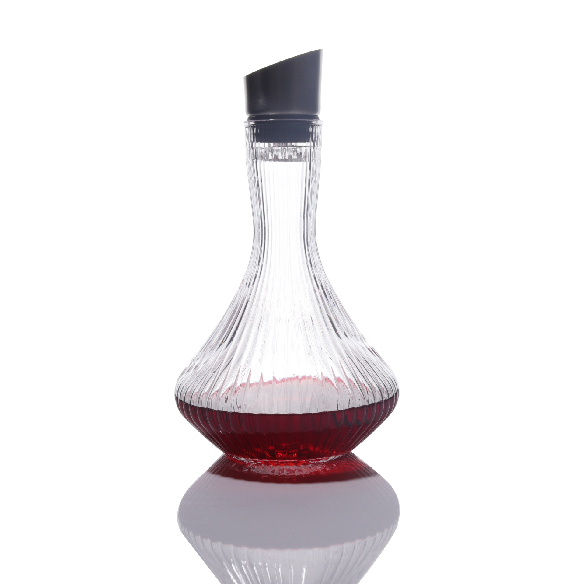 Striped waterfall quick decanter, home European-style creative glass wine decanter with stainless steel lid Item Picture