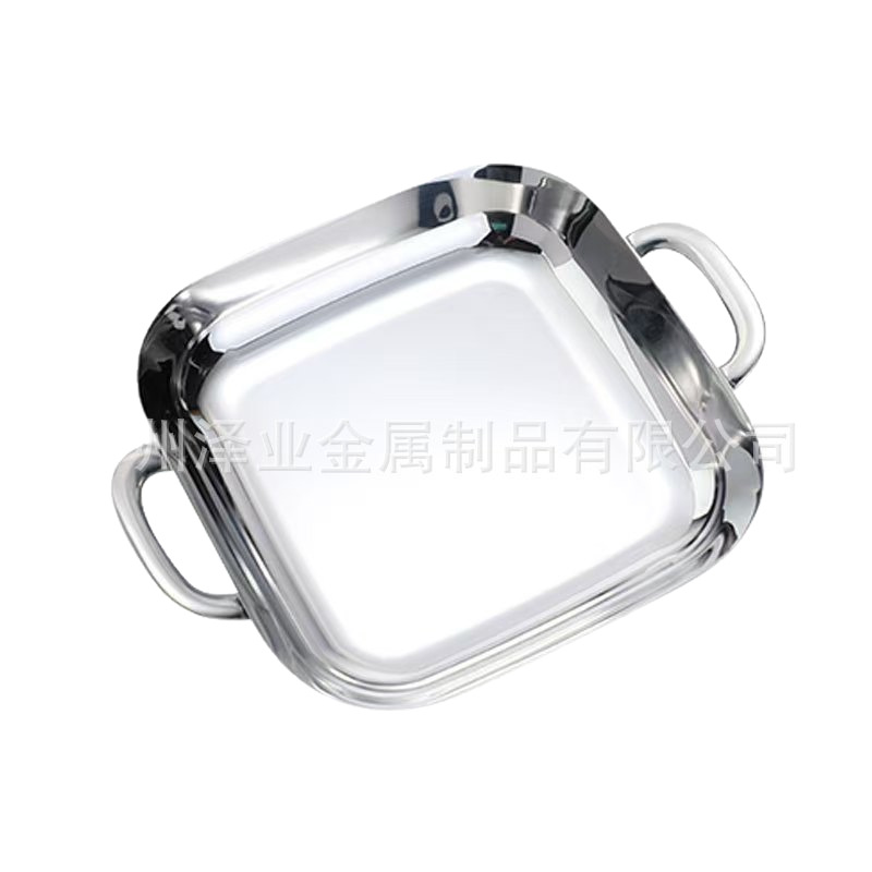 Cross-border foreign trade 18/10 square plates, children's dinner plates 304, fruit plates, creative double-eared tea and snack plates Item Picture