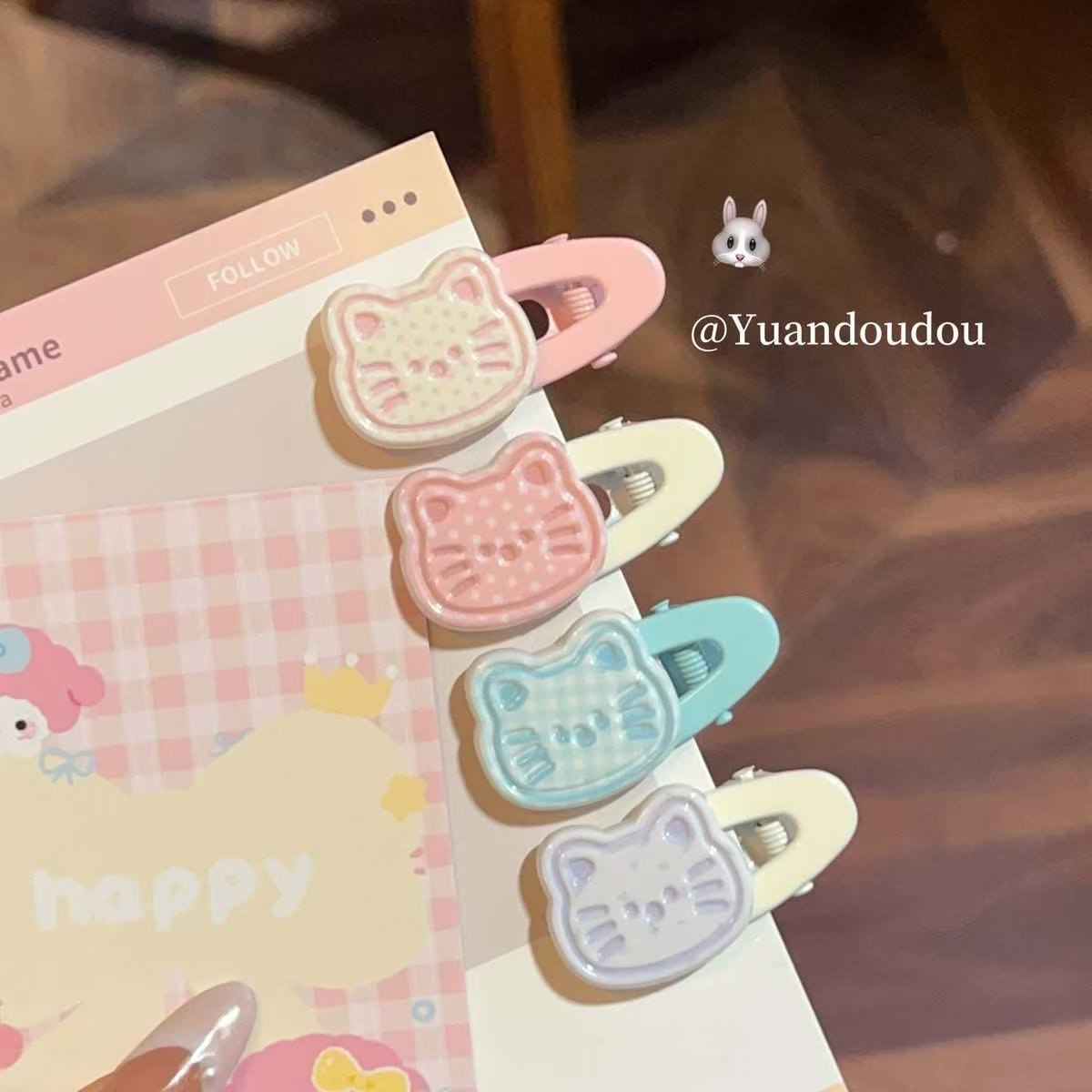 Cartoon cute children's hair clips, girl student's forehead bangs clips, side clips, puppy, cat, duckbill clips details Picture