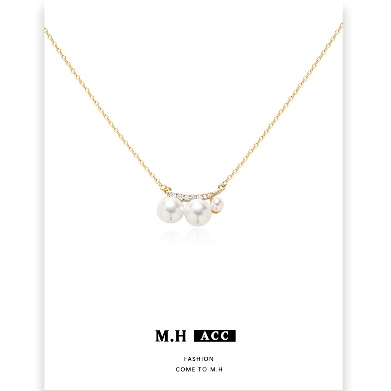 French pearl zircon necklace with a high-end feel, ins simple and versatile collarbone chain, new retro style pendant wholesale Application Scenario