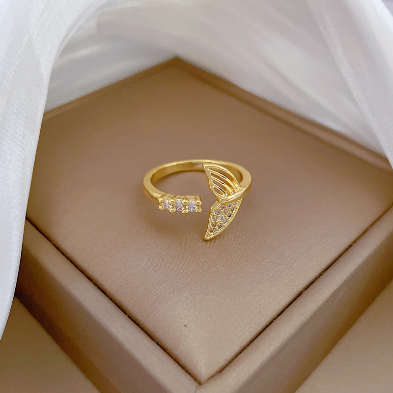 【 Real Gold 】 Fish-tail cut-out wedding ring, adjustable opening, simple jewelry, Japanese-style ring couple rings details Picture