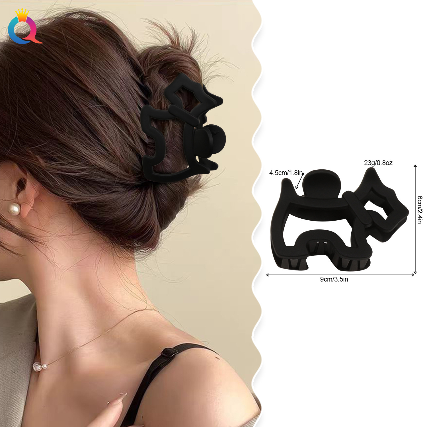 Qiyue 2025 New cute hollowed-out puppy hairpin, high ponytail semi-tied hair clip, women's high-end shark clip details Picture