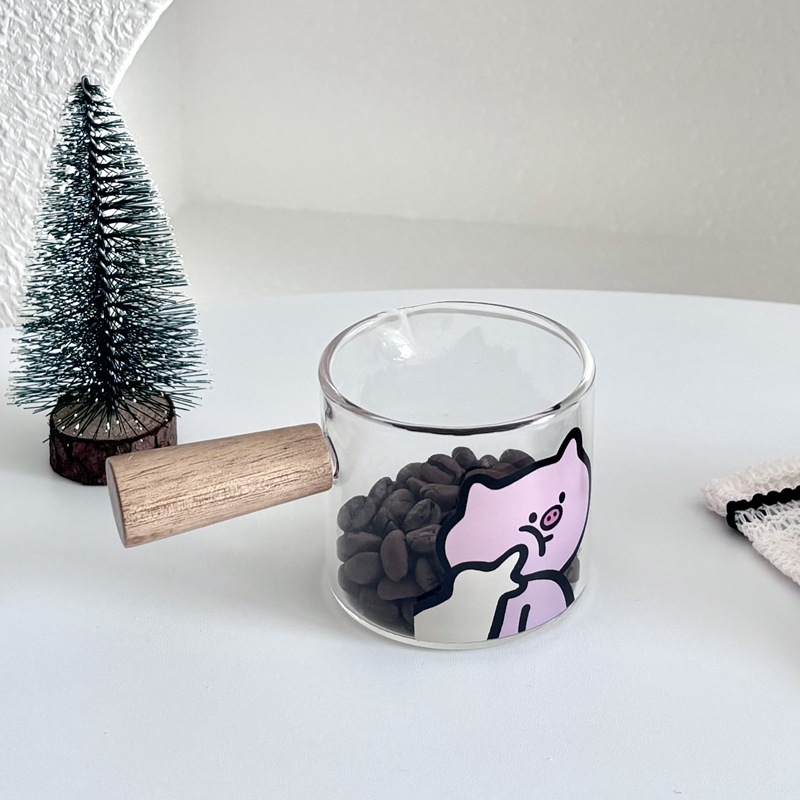 Homemade coffee equipment accessories: coffee cup, extract cup, milk cup with handle, graduated coffee cup, girlish heart Specification drawing