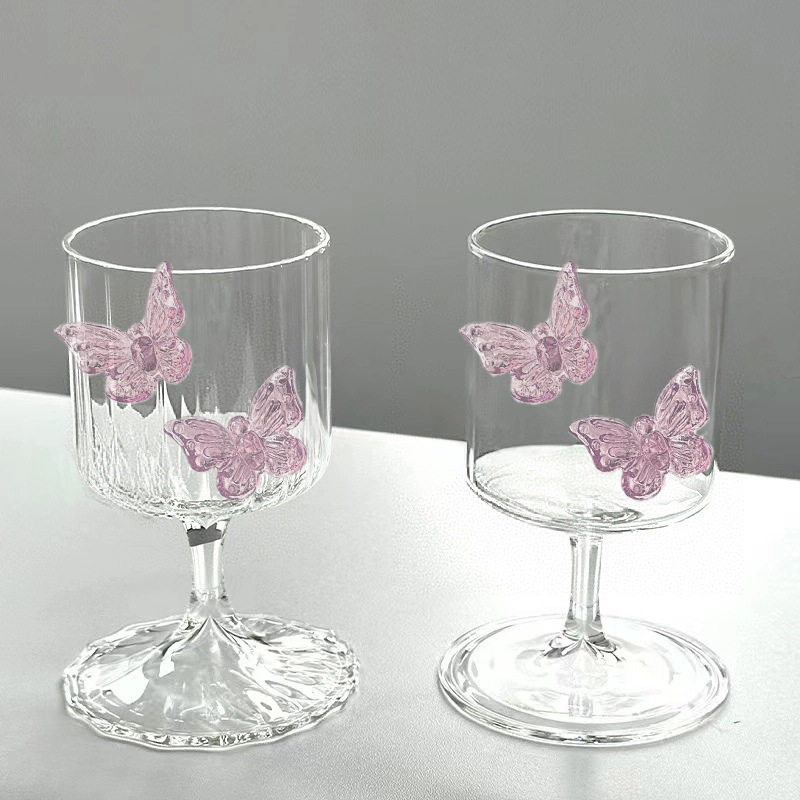 Original designer tall glass, ins high appearance level butterfly wine glass, butterfly water glass, champagne wine glass, cocktail glass full figure