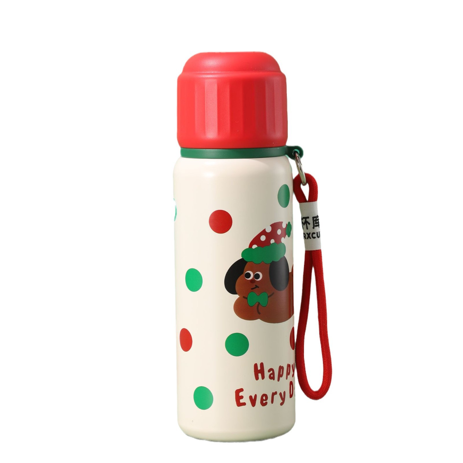 The new Christmas insulated cup can be given as a gift during the festival. It is a cute cartoon children's water cup and a portable insulated pot with a handle Item Picture