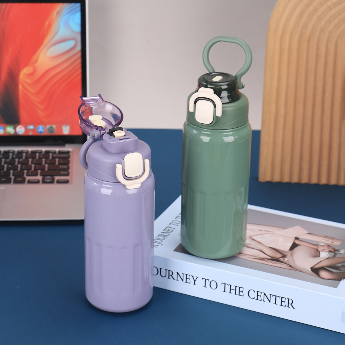 New silicone ring bounce cup, outdoor portable 316 stainless steel insulated cup, large-capacity vacuum sports water bottle Specification drawing