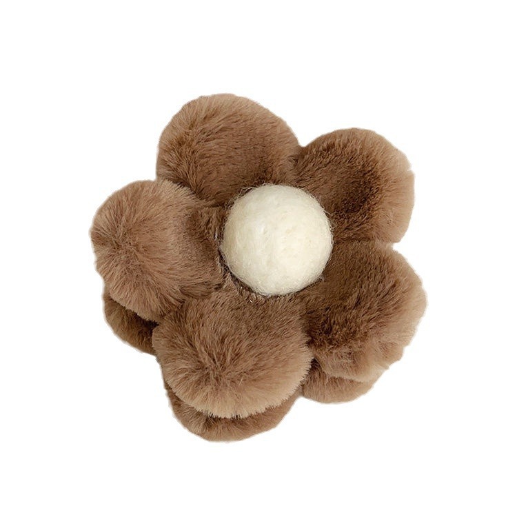 Douyin's same style of plush flower hair clips, a small half of the women's fur grab clip, a shark clip at the back of the head, with an ins high-end feel Item Picture