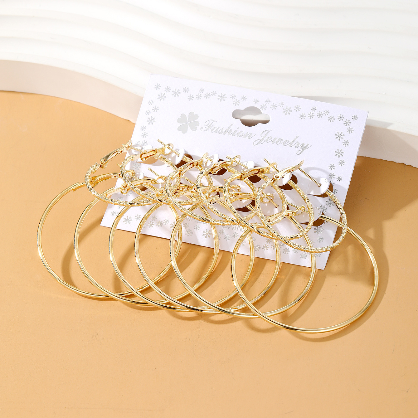 Best-selling accessories in Europe and America: Commuting exaggerated ear rings, 6-pair set of earrings, large and small circle alloy earrings details Picture