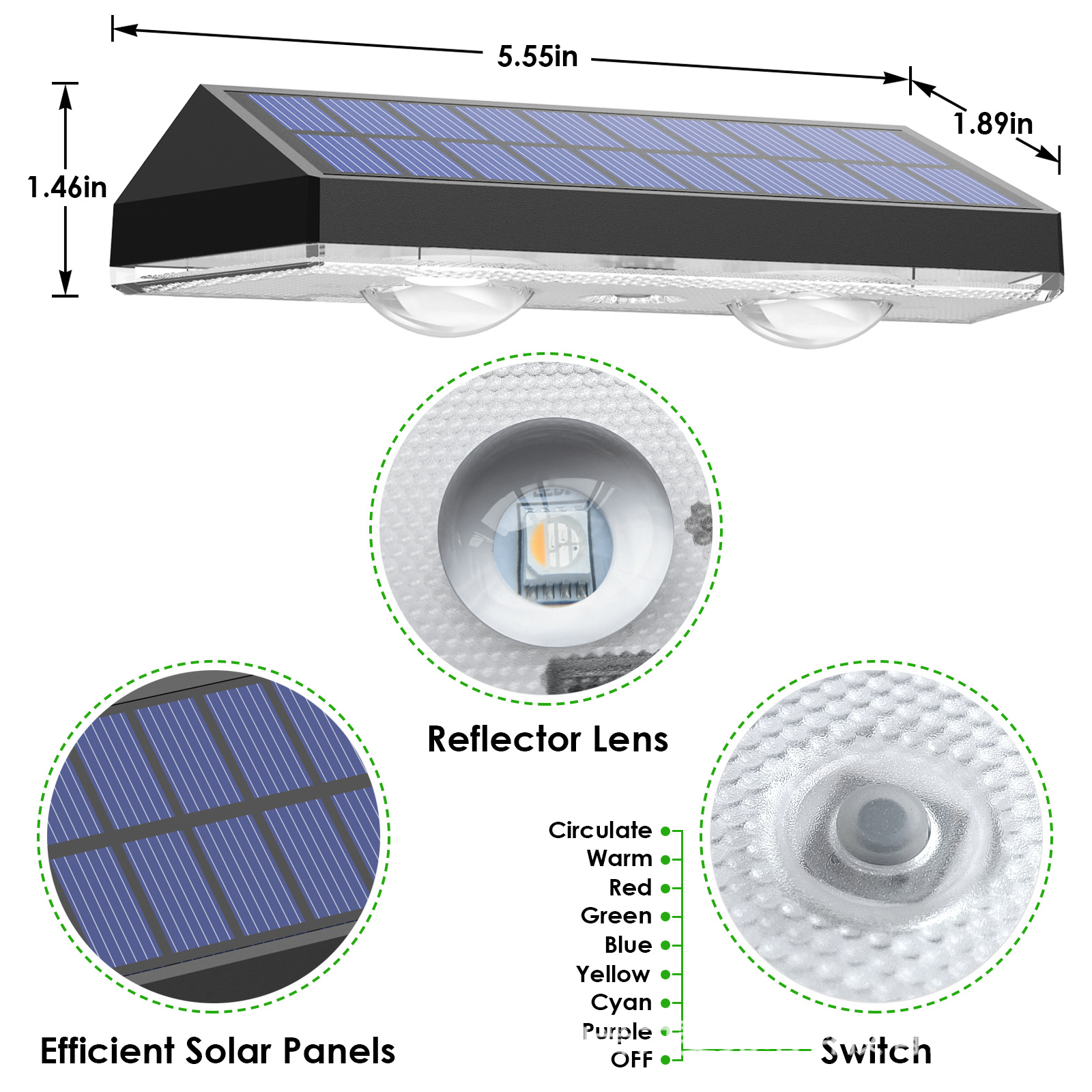 Solar-powered outdoor garden lights, outdoor waterproof wall-washing lights, household villa wall lamps, landscape decorative spotlights Item Picture