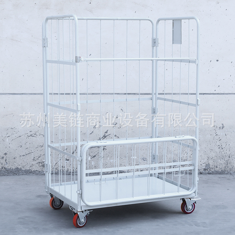 Powder-coated logistics trolleys, foldable e-commerce logistics express sorting vehicles, material turnover vehicles, linen carts and cage carts details Picture
