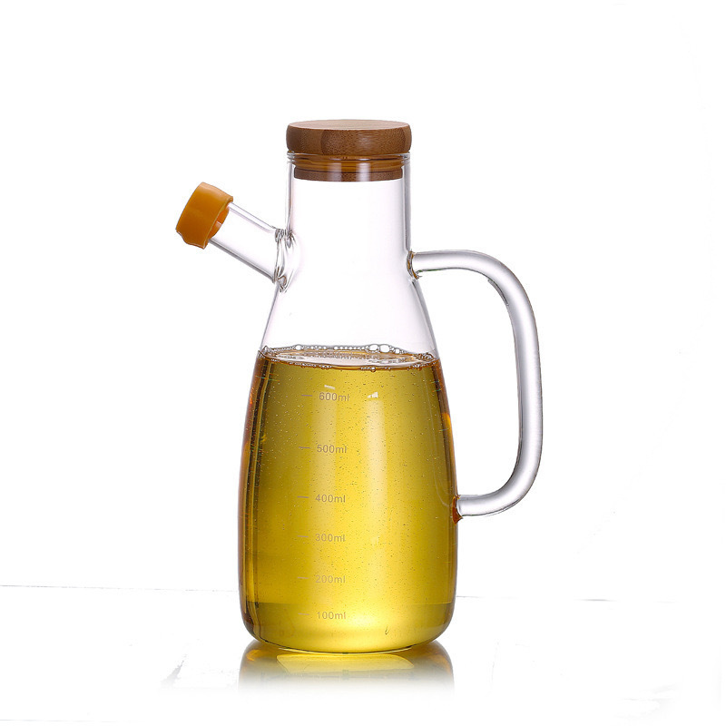 Large-capacity, high-borosilicate high-temperature resistant transparent glass oil pot with scale, seasoning pot, soy sauce, vinegar and sesame oil leak-proof oil pot Item Picture