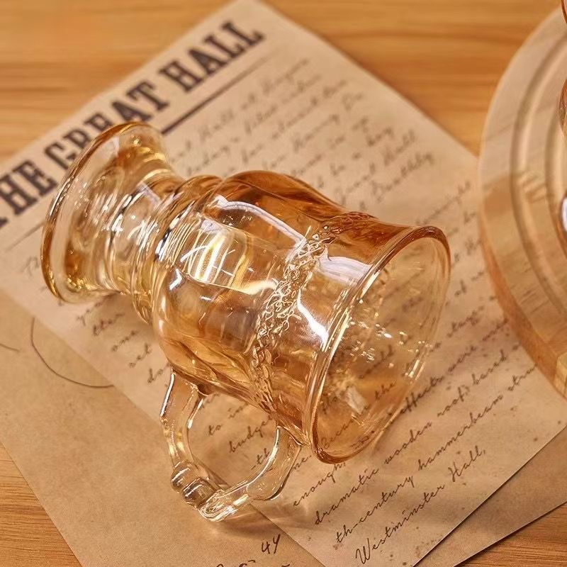 Amber tall glass, vintage wine glass, high appearance level coffee cup, thickened cup, souvenir water cup wholesale Application Scenario