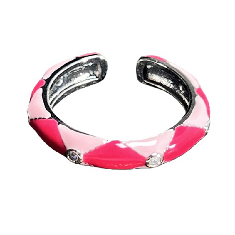 A simple and elegant antique enamel drop glaze flower open ring for women with a heart, a small and trendy Instagne-layered versatile ring Item Picture
