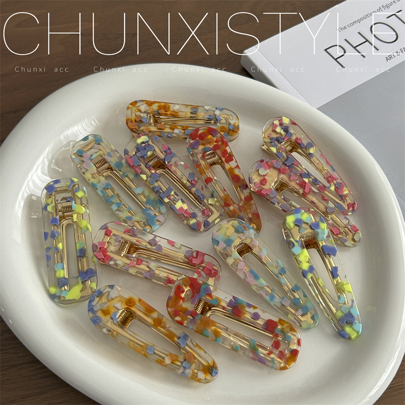 Girlish Hyuna colorful hair clips, retro forest-style side clips, bangs clips, jelly-colored hair clips, Korean headwear and hair accessories full figure