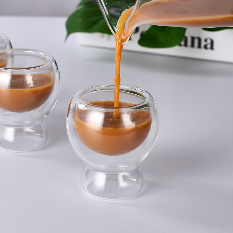Simple and high-appearance-level borosilicate 80ml espresso double-layer coffee cup, Cappuccino European latte art coffee cup 80ml Specification drawing