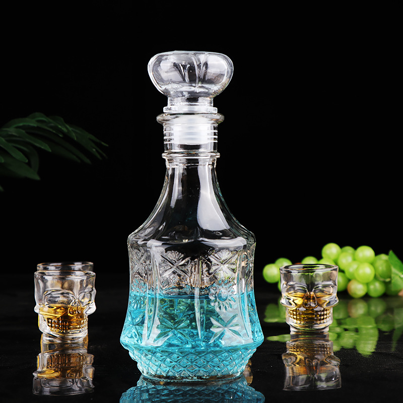 500ml medium round sunflower European glass wine bottle, 50ml skull glass wine glass set manufacturer wholesale details Picture