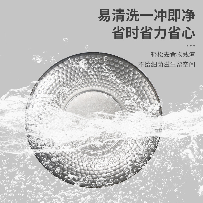 Retro stainless steel Japanese-style round plate creative fruit dessert tray Outdoor camping 304 diamond pattern hammer pattern plate details Picture