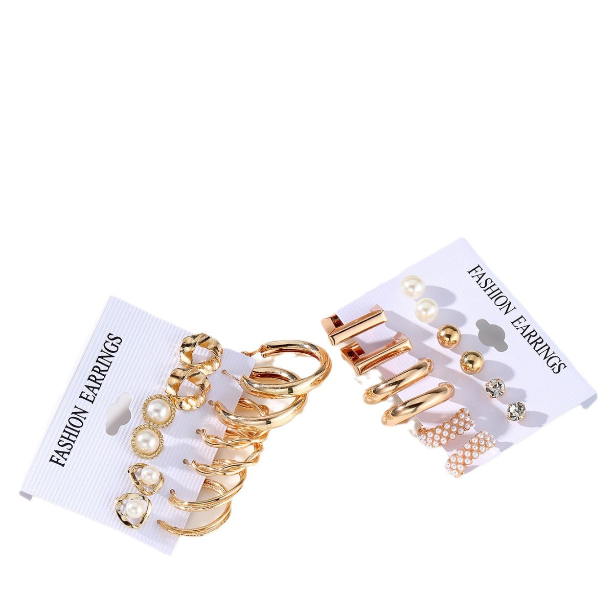A cross-border best-selling European and American metal square geometric women's earring set, C-shaped high-end ear rings and earrings for women Item Picture
