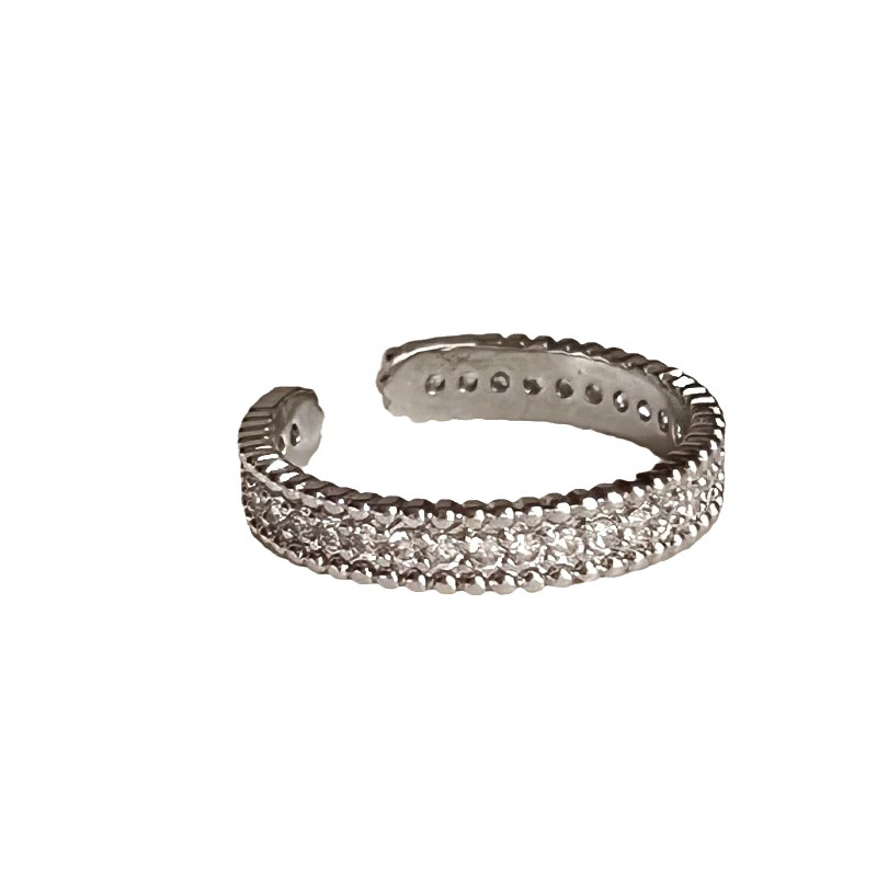 French exquisite and high-end cross-zirconia ring, light luxury and niche design, simple and elegant, finger opening ring lady Item Picture