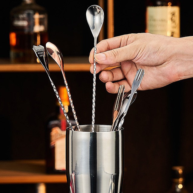 American-style layered bar spoon, bar spoon, mixing bar, mixing spoon, cocktail mixing spoon, mixing bar, 28cm Specification drawing