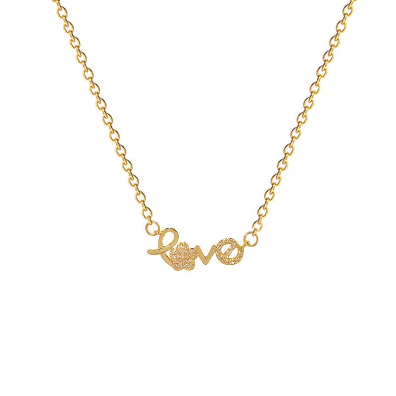 New trendy LOVE letter Internet celebrity necklace, spicy Korean style simple pendant, elegant titanium steel collarbone chain, ins accessories Item Picture