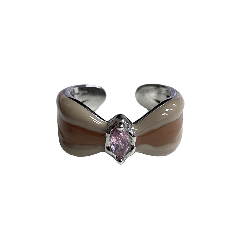 Maillard retro drip glaze elegant bow irregular opening ring for women's ins cold style high-end ring Item Picture