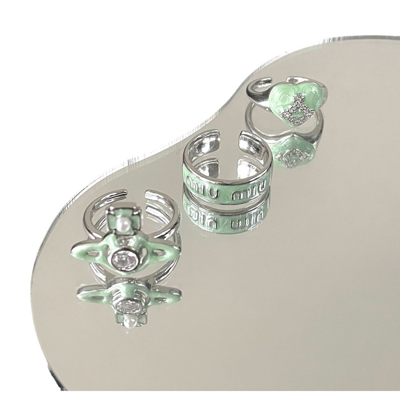 Irregular heart-shaped planet letter drip glaze open ring, ins cold style, fashionable and individual, layered exquisite ring Item Picture