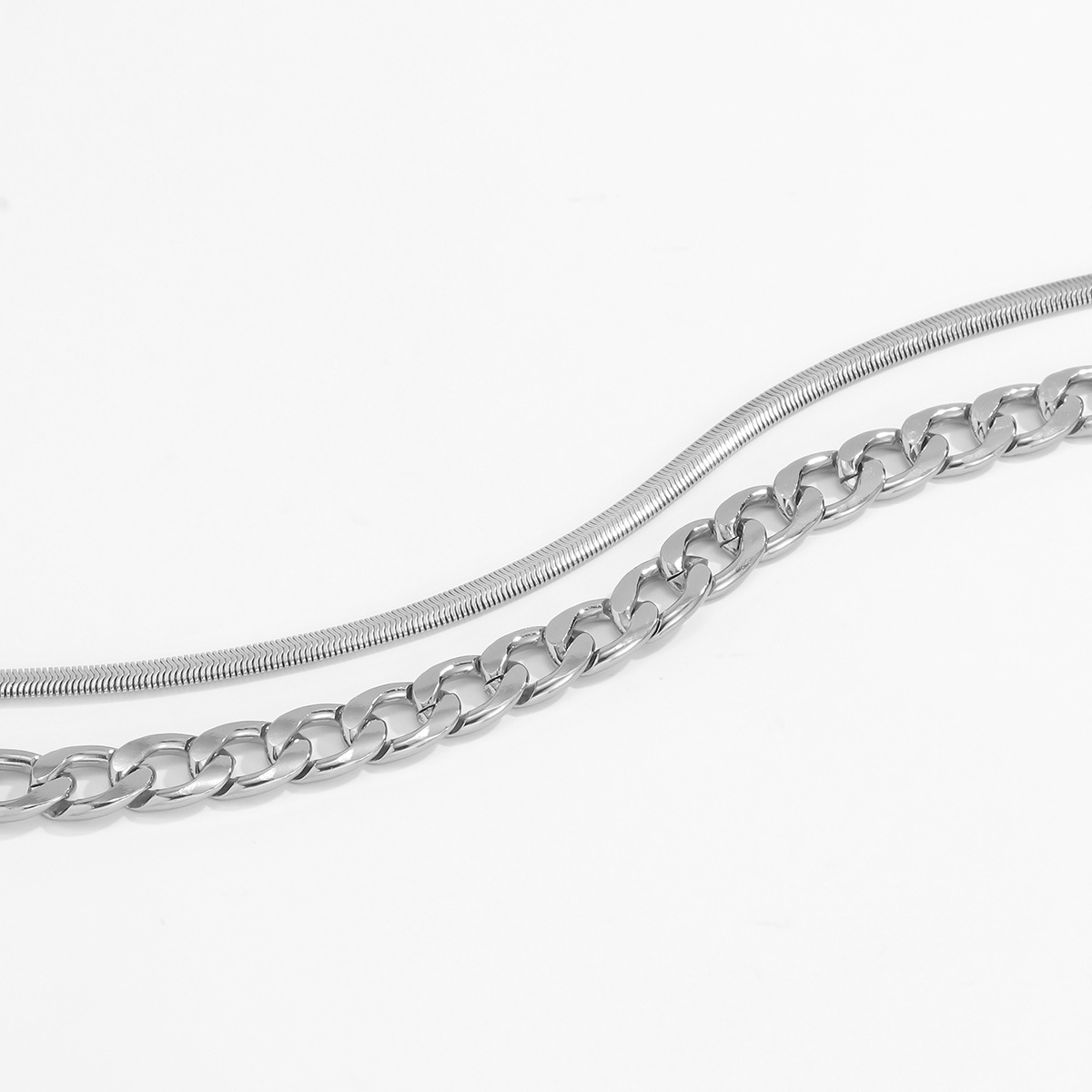 European and American cross-border retro double-layer tassel copper chain necklace, a unique square flat snake bone chain combination accessory necklace for women Application Scenario