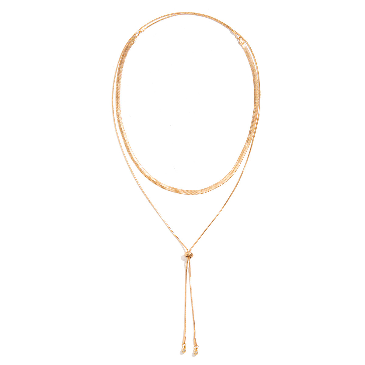 European and American cross-border jewelry pull-out snake bone chain simple necklace necklace fine chain versatile double-layer metal necklace Item Picture