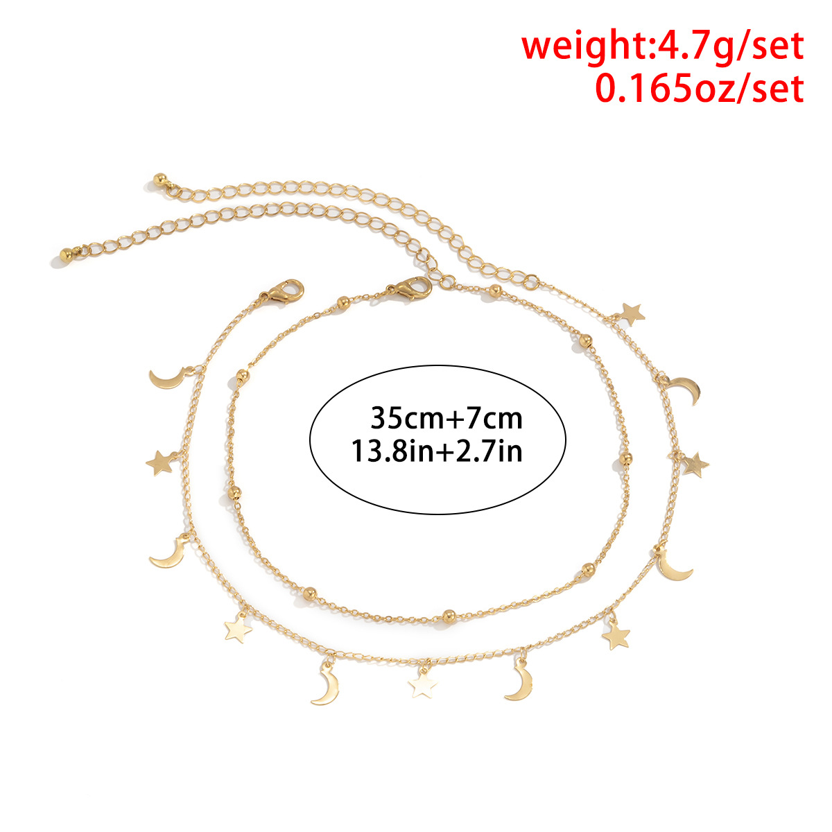 Fashionable star and moon tassel fine chain necklace, simple and retro metal copper piece necklace, European and American cross-border jewelry Application Scenario