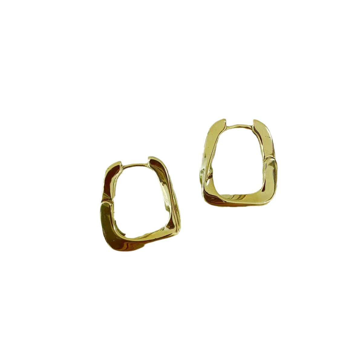 European and American minimalist plain bezel geometric earring earrings, a niche design with a high-end feel, a new 2025 bestseller for women Item Picture