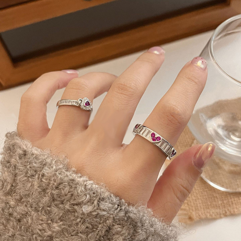 Korean niche, light luxury, and high-end open-top rings, sweet women love zircon pendants, and the cold style ring trend on Instagram Application Scenario