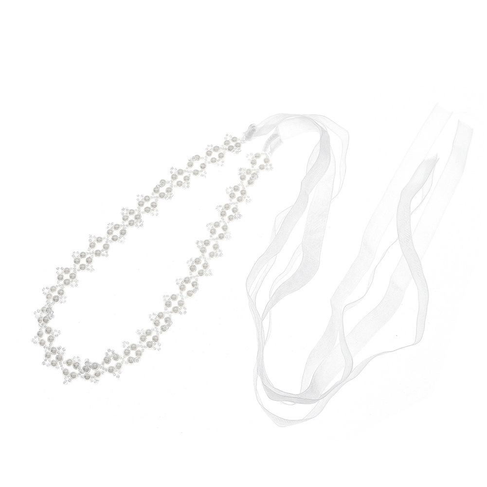 Sweet headwear, forest-style ethereal ribbon collarbone chain, niche design necklace internet-famous pearl hair band Item Picture