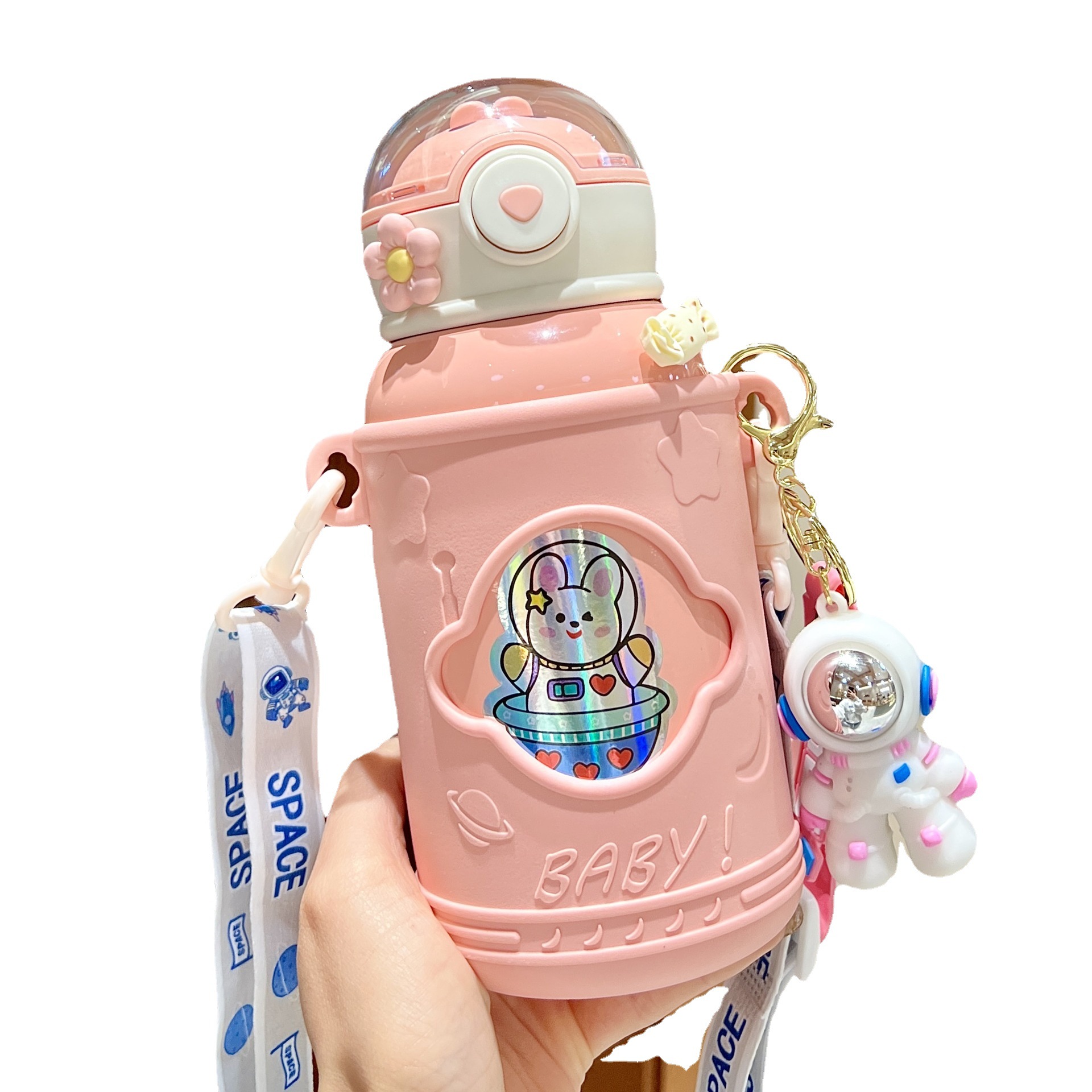 The 316 food-grade straw water cup is a popular children's insulated cup. It is cute and convenient to carry diagonally. It is a special water bottle for babies to go to school Item Picture