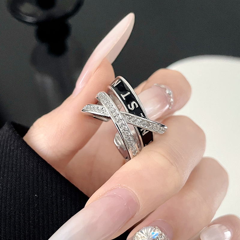 Saturn letter three-layer hollowed-out diamond-encrusted oil drip ring, a female Internet celebrity's light luxury, trendy and high-end surrounding enamel open ring Application Scenario