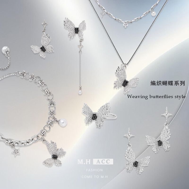 ins Simple woven butterfly earrings wholesale 925 silver needle high-end earrings, original style fashionable commuting earrings for women full figure