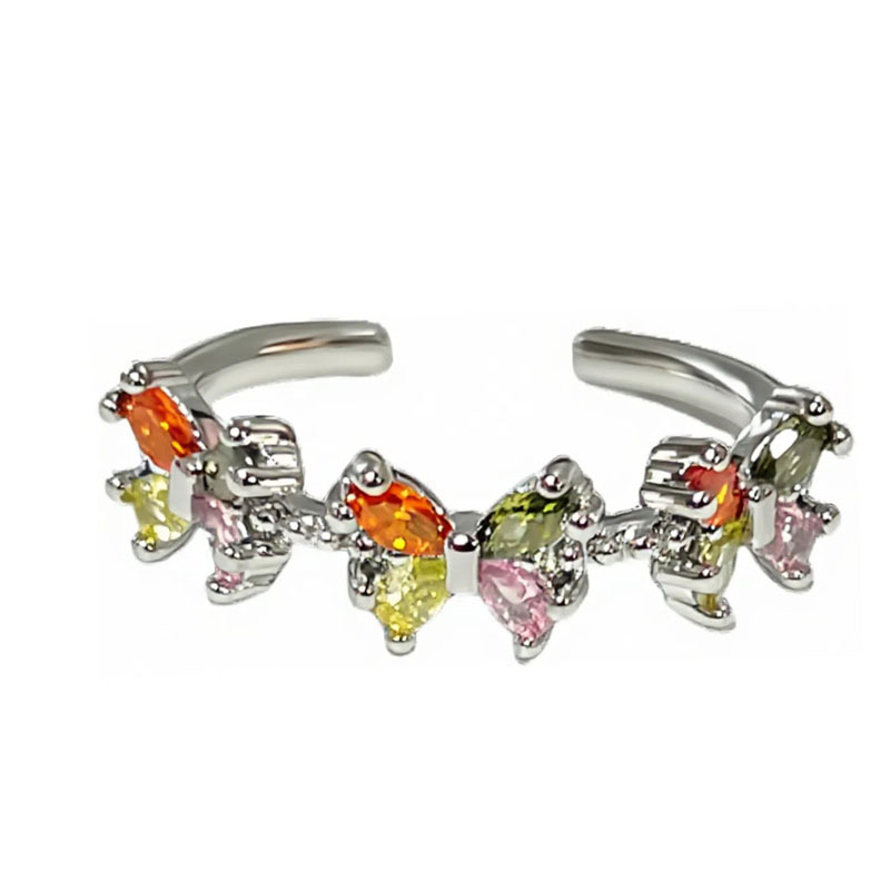 Sweet and cool, simple and colorful diamond butterfly fashion open ring for women, new best-selling, versatile, niche design sense, light luxury ring Item Picture