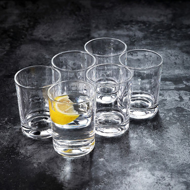 Wholesale of creative glass cup sets: Household transparent square cups, restaurant water cups, KTV beer tea cups, mouthwash cups Application Scenario