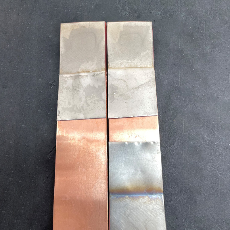 Copper and aluminum foil flexible connection, copper and aluminum bar nickel sheet, brass steel plate, high molecular diffusion welding sample, pressure welding machine sample details Picture