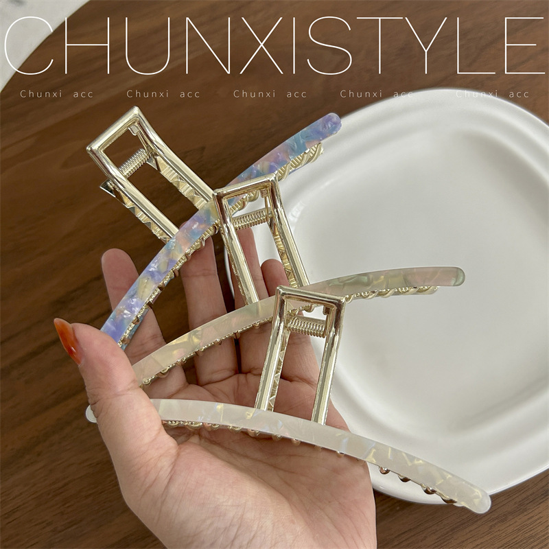 Extra-large size ~ Korean-style acetate hair clips for women's updo hair at the back of the head, with a high-end look. Shark clips for thick hair and elegant style full figure