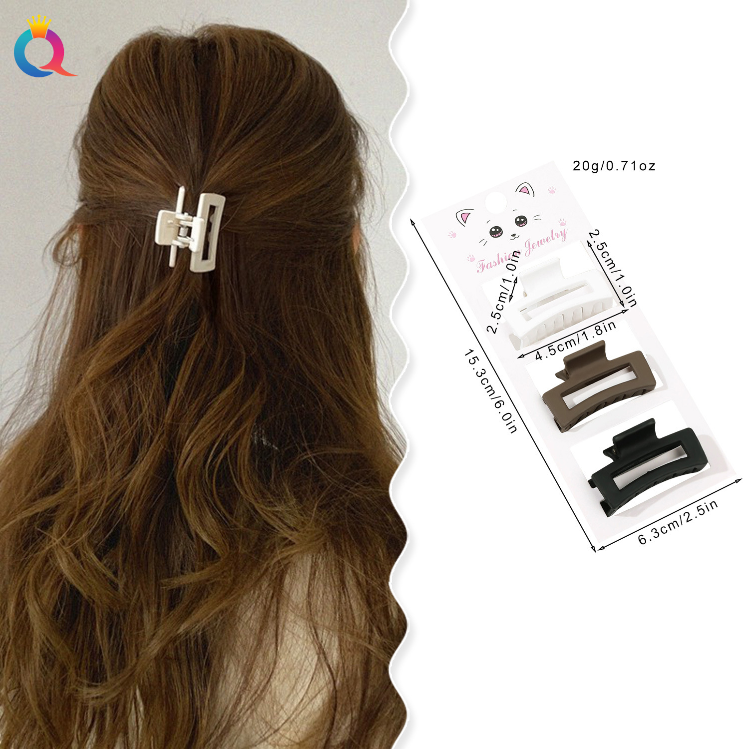 Wholesale of Qiyue Cross-border Three-piece set: small hair clips, hair curls, small hair grabbers, Korean high ponytail hair grabbers, shark clips, and hair accessories details Picture