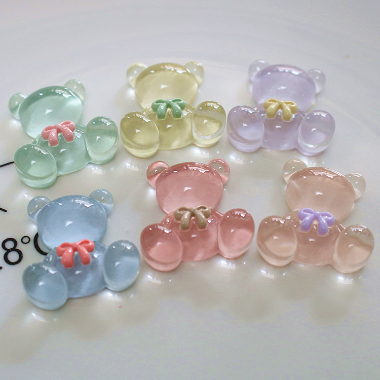 Transparent bear resin accessories, diy jewelry accessories, handcrafted hair clips, crocs materials, cream glue accessories mixed styles details Picture
