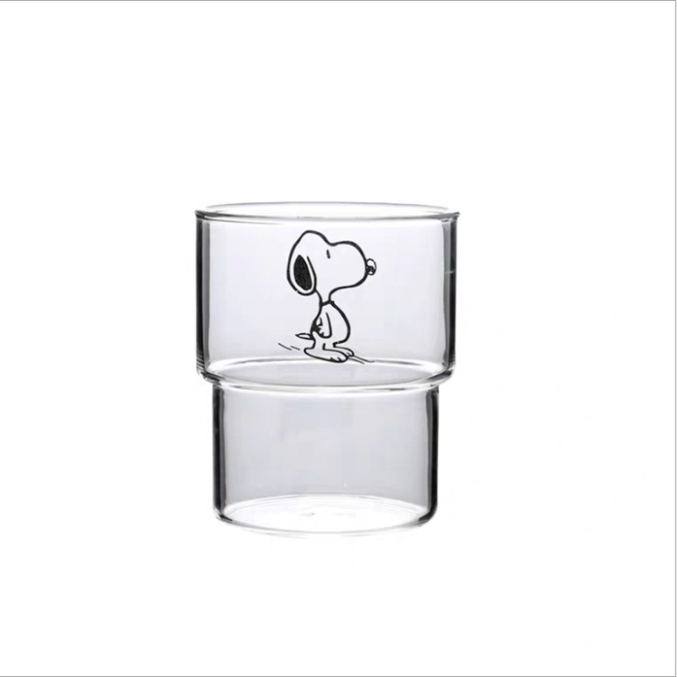 New popular bamboo joint cups, high borosilicate glass cups, cold and hot resistant microwave cups, cute cartoon juice cups and milk cups Item Picture