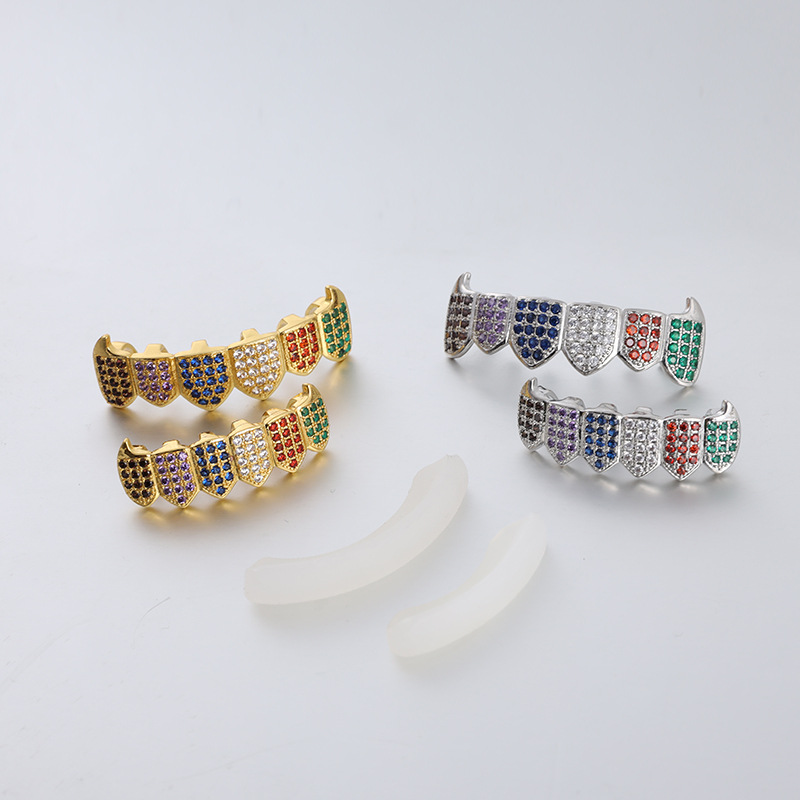 Cross-border European and American Amazon hip-hop braces, colorful zircon, colored copper inlaid zircon, Halloween hip-hop grillz Application Scenario