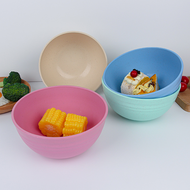 Wheat straw round bowls, household soup noodles and rice soup bowls, tableware, children's bowls, round plastic bowls, cross-border manufacturer wholesale Specification drawing