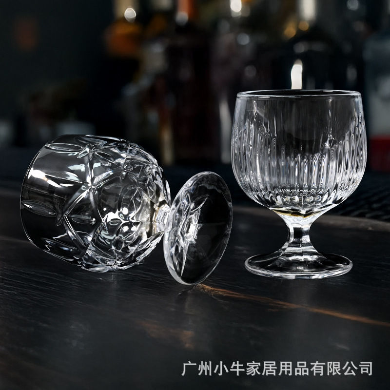 Crystal glass brandy glass, thickened foreign wine glass, home short-legged creative wine ware, European high-legged whisky wine glass Specification drawing