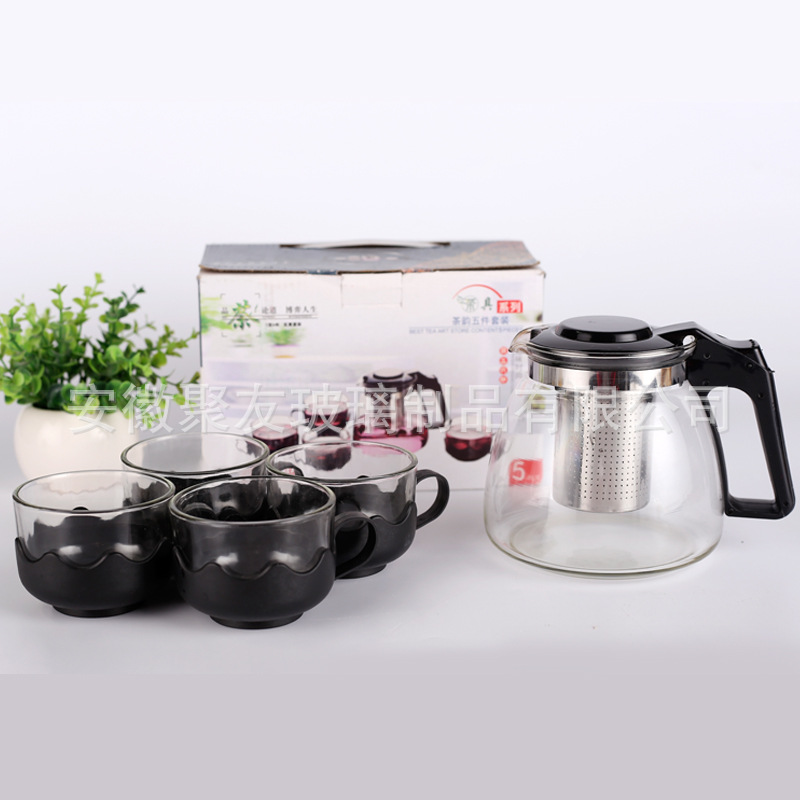 Wholesale "Love Journey" tea pot five-piece set, glass water set, flower tea set, and business sales gifts from the manufacturer details Picture