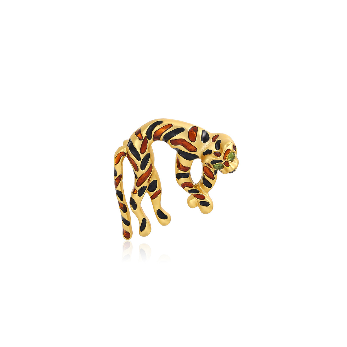 Light luxury three-dimensional enamel colored glass inlaid leopard brooch Vintage vintage unique retro fashion accessory Item Picture