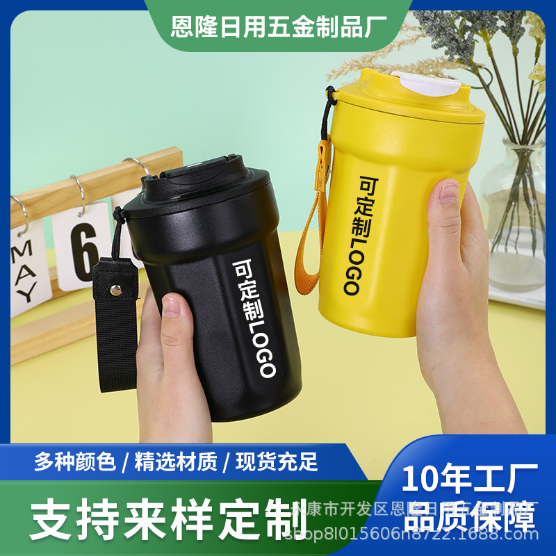 316 stainless steel octagonal coffee cups, double-layer vacuum insulated cups, outdoor portable handles, and casual cups as gifts details Picture