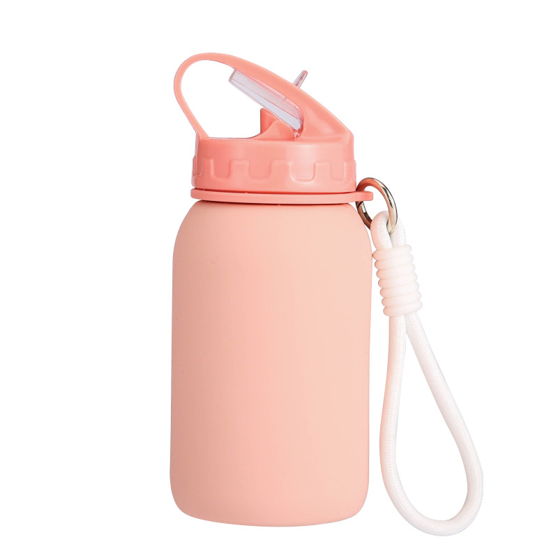 Sports outdoor silicone water bottle, children's travel water cup, portable folding new macaron cute compressed water bottle Item Picture
